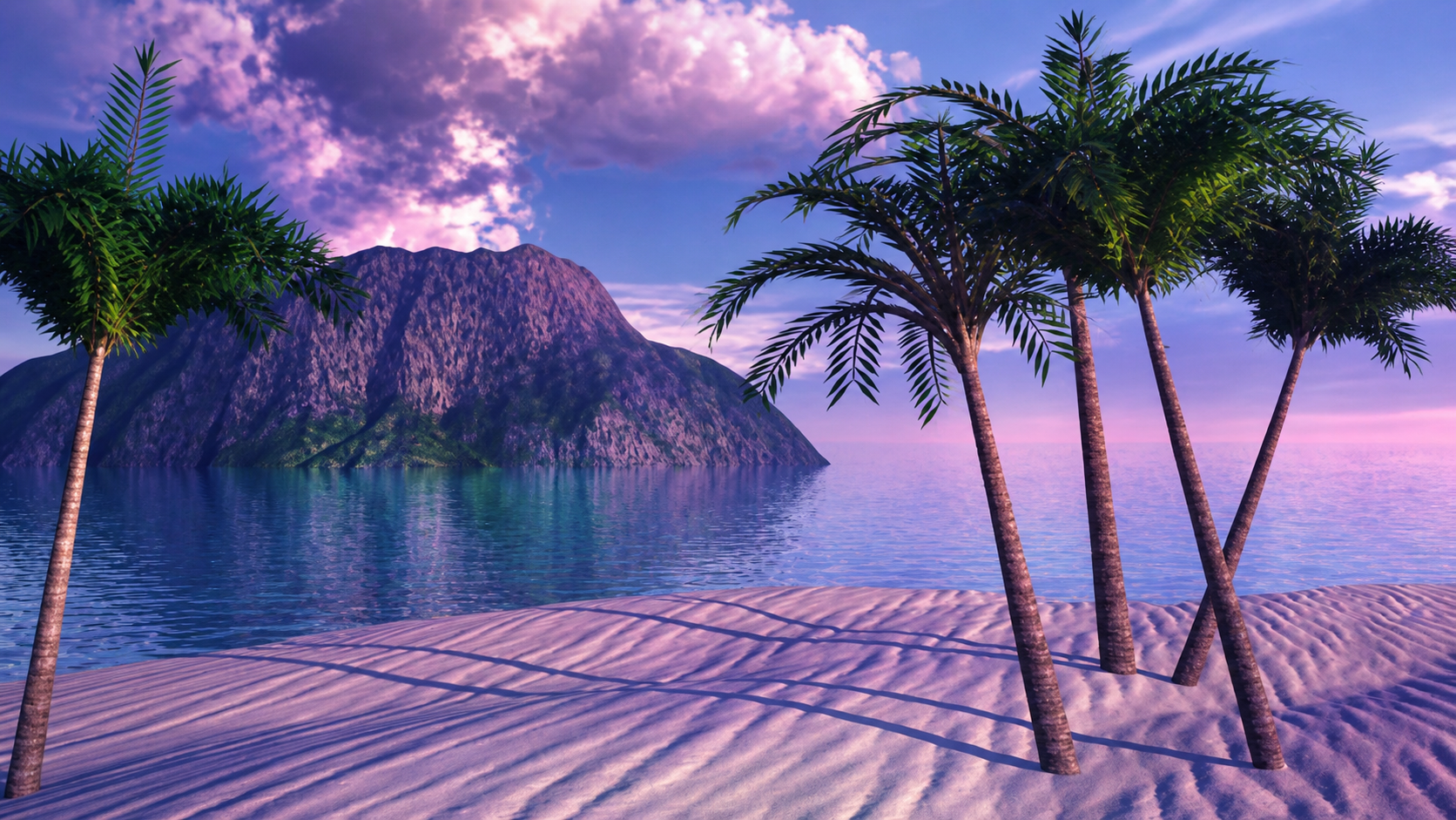 Purple tropical palm island
